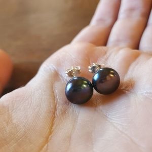 NWOT 9mm Sterling Black Freshwater Pearl S…